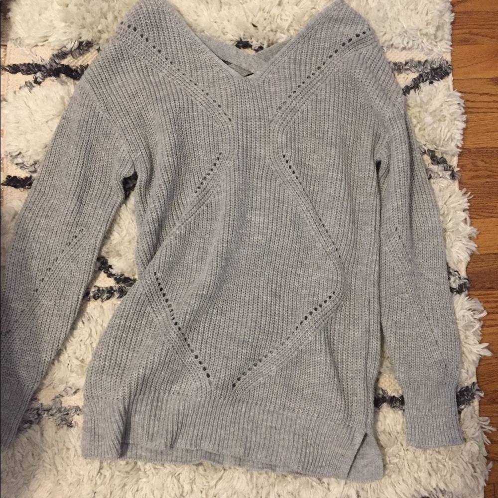 Open knit gray sweater